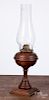 Unusual turned wood kerosene lamp