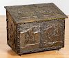 Embossed brass kindling box