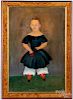 Oil on canvas folk portrait of a child