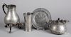 Four pieces of engraved Continental pewter