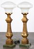 Pair of carved giltwood table lamps
