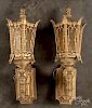 Pair of architectural gilt wall sconce lights