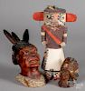 Hopi Kachina doll, together with two candleholders