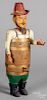 Carved and painted barrel man figure