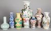 Seven Chinese and Japanese porcelain vases
