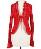 Chanel Soft Red Crochet Sweater Size 40