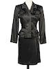 Givenchy Couture Black Wool Blend Skirt Suit 34