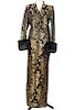 Escada Couture Black Gold Brocade Skirt Suit