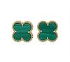 Van Cleef & Arpels Alhambra Malachite Earrings in 18k