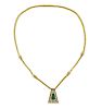 14K Gold Diamond Green Stone Pendant Necklace