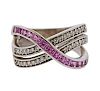 14K Gold Diamond Pink Sapphire Crossover Ring
