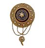 Antique Victorian 14K Gold Pearl Red Stone Locket Brooch Pendant