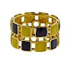Gucci 1970s Enamel 18k Gold Wide Band Ring 