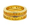 18K Gold Yellow Sapphire Band Ring lot of 2