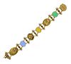 14K Gold Venetian Intaglio Multi Color Gemstone Bracelet