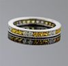 18k Gold Diamond Yellow Sapphire Eternity Wedding Band Ring 