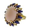 18K Gold Coral Lapis Dome Ring