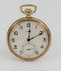Illinois 14 Karat Gold Open Face Pocket Watch, 43 millimeters, total weight 55.8 grams.