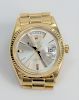 Rolex 18 Karat Gold Mens Wristwatch, oyster perpetual datejust with 18 karat gold hand. 35.4 millimeters, total weight 125.2 grams, serial number 1636