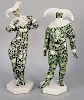 Pair of Herend Porcelain Carnival Figures, in Zova pattern, carnival man and carnival woman from carnival series by Imre Schrammel, both edition of 10