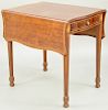 Charles Post George III Style Mahogany Pembroke Table, with drawers and banded inlaid top, set of square fluted legs, marked made for Ida Becker Cion 