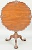 Charles Post Custom Mahogany Pie Crust Tea Table on Birdcage, set on carved shaft with carved legs, ending in ball and claw feet, marked made for Ida 