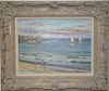 Wayne Beam Morrell (1923 - 2013), "Sunset off Front Beach" July 1987, oil on board, signed lower left Wayne Morrell, titled, signed and dated on back,