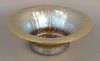 Nash Art Glass Bowl, having large gold iridescent ruffled body flared rim in blue, pink and purple iridescence, bottom marked Nash 502. height 4 1/2 i