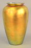 Large Steuben Aurene Vase, gold iridescent art glass, marked Steuben Aurene on bottom. height 12 1/4 inches.