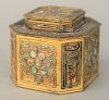Tiffany Bronze Inkwell, "Abalone" pattern marked Tiffany Studios N.Y. 1157 height 3 1/2 inches, top: 3 5/8" x 3 5/8".