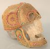 Large Mughal Style Rock Crystal Skull, filigree gilt bronze mounted with semi precious stones. 20th century. height 8 3/4 inches, depth 10 1/2 inches,