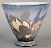 Edward T. Hurley (1869 - 1950) for Rookwood, pottery vase having high glazed ceramic with painted birds and blossoming flowers, 1948, signed and marke