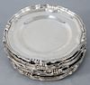 Set of Eleven Sterling Plates, marked Juarez Mexico 950 Prieto. diameter 6 inches, 61.4 troy ounces.
