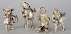 Buccellati Silver, four men set, marked Buccellati Italy, one head is off but available. height 3 inches to 3 3/4 inches.