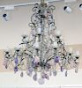 Eighteen Light Chandelier, with rock crystal and pink and purple quartz. height 36 inches, diameter 32 inches.