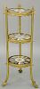 Neoclassical Bronze and Specimen Marble Adjustable Three Tier Circular Stand, 19th century, each tier centering a micromosaic classical ruin surrounde