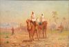Lemuel D Eldred (1848 - 1921), Orientalist Middle Eastern riders on camels, oil on canvas, signed lower right L.D. Eldred, Lubin Galleries label on ba