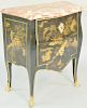 Francois Reizell Louis XV Japanned Marble Top Commode, gilt bronze mounted lacquered chinoiserie decorated by Francois Reizell circa 1775, top stamped