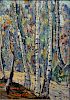 Ernest Lawson (1873 - 1939), white birch trees, oil on board, signed lower left E. Lawson. 6 3/4" x 4 3/4".