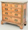 George III Chest of Drawers, with embossed leather top, sides and drawer front. height 40 inches, top width 40 inches, top 19 3/4" x 40". Provenance: 