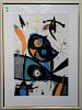 Joan Miro (1893 - 1983), From Oda to Joan Miro 1973, lithograph in color, pencil signed and numbered 38/75 (trimmed margins, faded). sight size: 33 1/