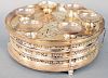 Ludwig Wolpert Judaica Sterling Silver Matzah Holder, circular form side opening to three acrylic and trays, top tray and sides having pierced holder,