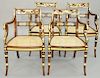 Set of Four Regency Style Open Armchairs, gilt and grain painted with caned seats. height 33 inches. Provenance: Estate of Deborah Black, Greenwich, C