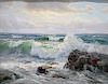 Charles Bridgeman Vickery (1913 - 1998), seascape, waves crashing on rocky shore, oil on canvas, signed lower right Vickery. 16" x 20".