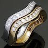 CARTIER Love Me Diamond 18k White & Yellow Gold Stackable Rings Pair