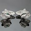 CARTIER Panthere Full Pave Diamond Emerald 18k White Gold Cufflinks