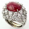 DAVID WEBB Diamond Ruby Platinum Dome Ring GIA