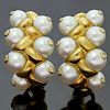 Diamond Cultured Pearl 18k Yellow Gold Earrings