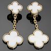 VAN CLEEF & ARPELS Magic Alhambra White Coral 18k Yellow Gold Earrings