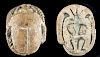 Large Egyptian Faience Scarab Pendant w/ Bes